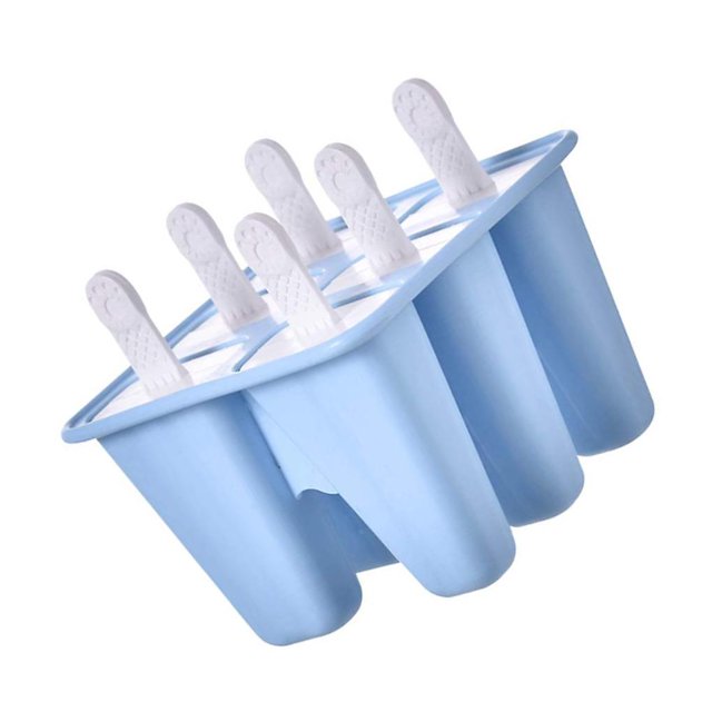 Inteprter Moldes de silicona para paletas de grado alimenticio de 6 cavidades, molde para paletas de silicona para cocina DIY, fabricante de helados Cocina y Comedor Azul Inteprter HA000007-03B