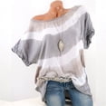 thumbnail image 3 of Sonducket Camiseta de mujer con un hombro, manga corta, blusa estampada con rayas Prendas para la parte del cuerpo Gris XXL, 3 of 4