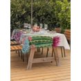 thumbnail image 3 of Outdoor Tablecloth with Umbrella Hole for Patio/Picnic/Party/Camping, Cactus Tropical Watercolor Waterproof Table Cloth Rectangle Table Cover Washable, Linen Texture Summer (60"x 102"), 3 of 8