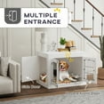 thumbnail image 6 of PawHut Dog Crate Furniture with 360Â° Rotatable Removable Dog Bowls, Two Doors, Non-slip Foot Pads, Dog Kennel Furniture for Medium Dogs, White, 6 of 9