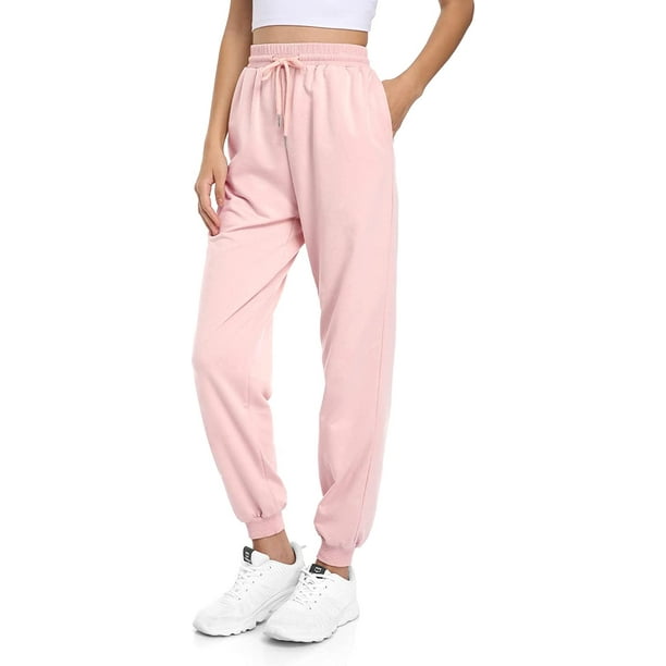 M MOTEEPI High Waisted Sweatpants for Women Baggy Joggers Cinch Bottom  Sweats with Pockets, Pink, Large 