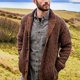 thumbnail image 2 of Brown2XLCárdigan de punto para hombre con hebilla delantera Suéter de ajuste holgado Cuello chal Manga larga, 2 of 5