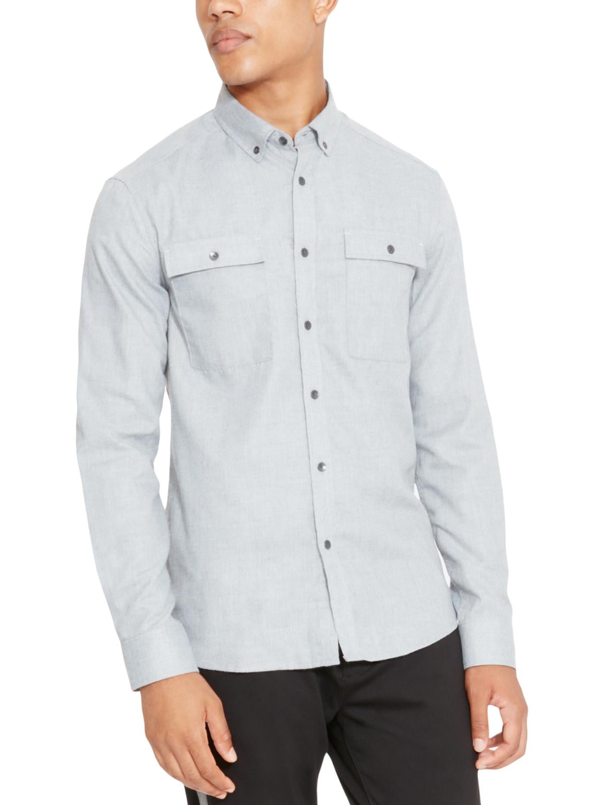 Kenneth Cole Reaction Mens Performance Woven Flannel Button-Down Shirt ...