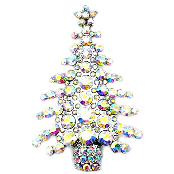 Gorgeous Rhinestone Crystal Christmas Tree Pin Brooch