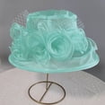 thumbnail image 4 of Karymi Trucker Hat Elegant Floral Organza Wide Brim Hat, Breathable Sun Protective Formal Dress Hat for Wedding Church Baseball Cap, 4 of 6