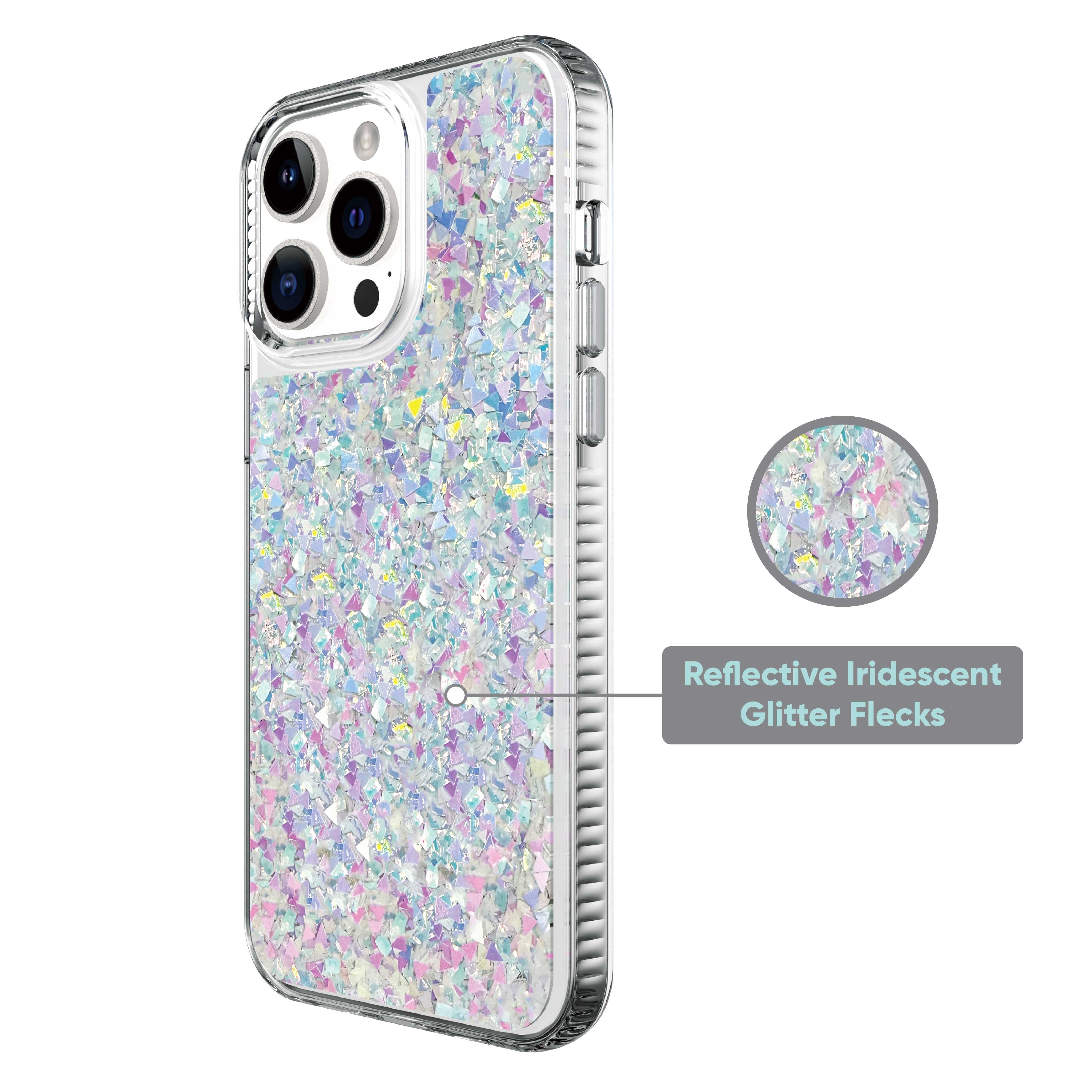 onn. Phone Case for iPhone 14 Pro Max / iPhone 13 Pro Max / iPhone 12 Pro Max - Iridescent Glitter Fleck