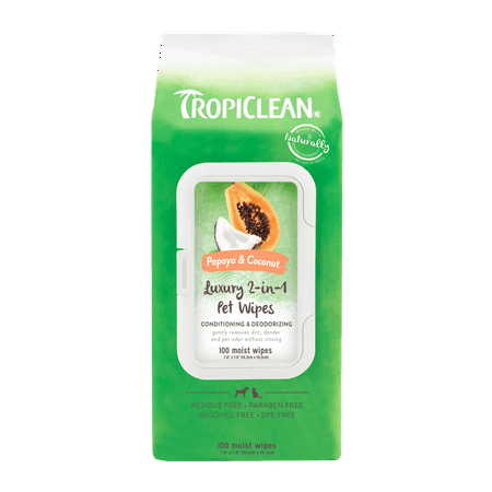 TropiClean Papaya & Coconut Luxury Pet Cloths, 100ct