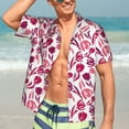 thumbnail image 5 of Lsque Tulips Flowers pattern Hawaiian Shirt for Men, Unisex Summer Beach Casual Short Sleeve Button Down Shirts-, 5 of 9