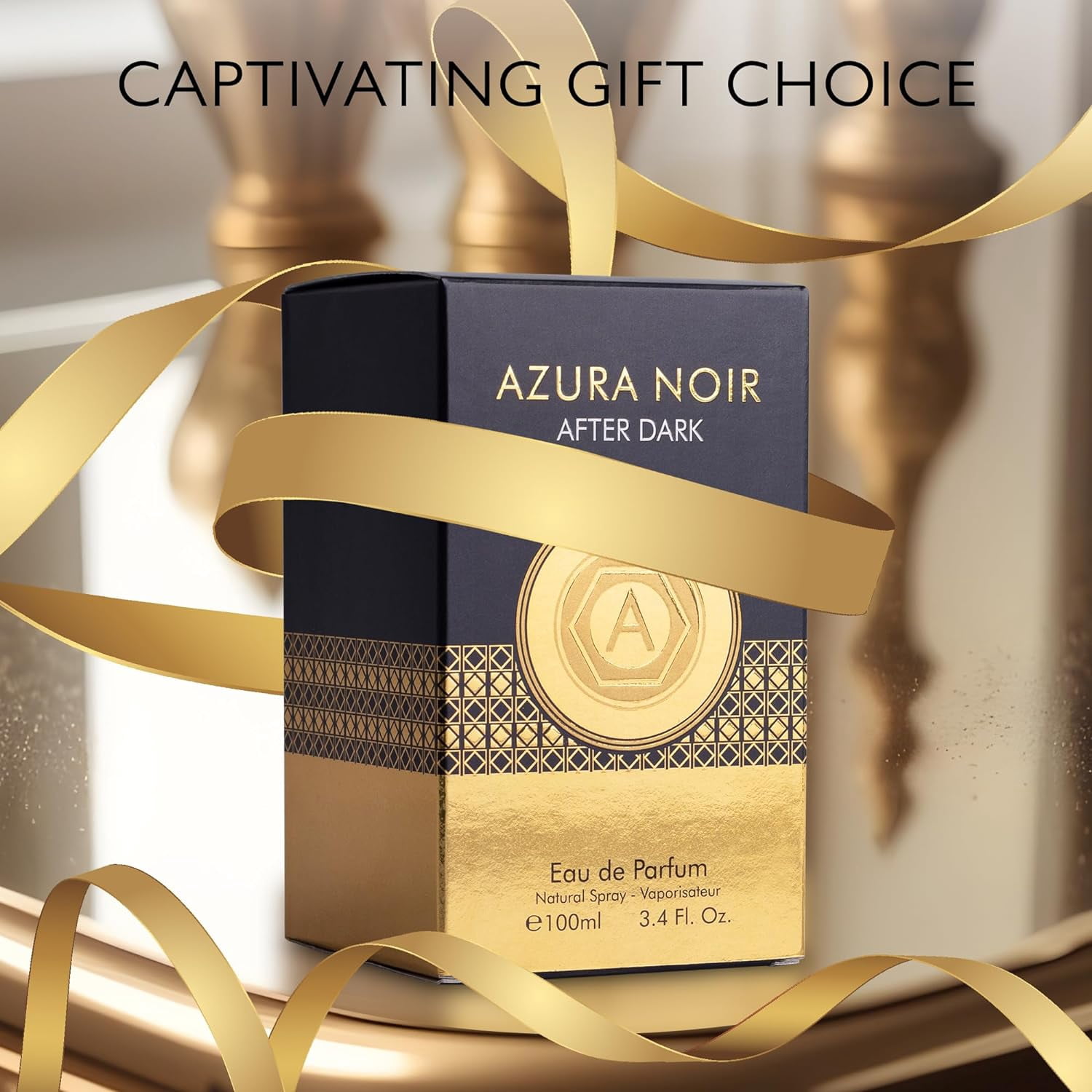 Azura Noir After Dark for Men 3.4oz – Woody Spicy Cologne with Citrus & Cinnamon – Long-Lasting Scent