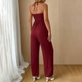 thumbnail image 5 of MLCDZ Women's Plus Size Backless Halter Jumpsuit Deep V Neck Sleeveless wide leg Loose Long Pants Summer Romper with Pockets, 5 of 7