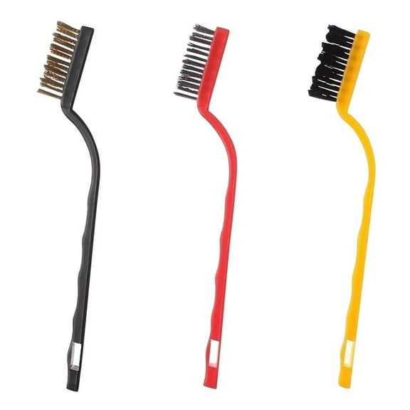 HBBKVI 3 Pcs Cleaning Brush, Wire Brush Set Brass Nylon Steel Brush Clean Rust Paint Remover Tool
