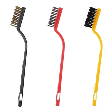

Wire Brush Set Brass Nylon Steel Brush Clean Rust Paint Remover Tool 3 Piece