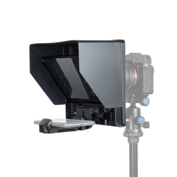 FEELWORLD TP10 Foldable Teleprompter Prompter for Smartphone DSLR Camera Tablet with Phone Holder Remote Control 8pcs Lens Adapter Rings Carry Case for Video Recording Live Streaming Interview