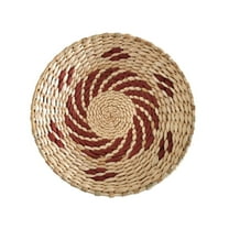 BINGLI Boho Wall Hanging Basket, Handmade Round Rattan Wall Decor with Woven Tapestry and Tassels, Flat Wicker Serving Tray Art for Bedroom, Living Room Wall Decor