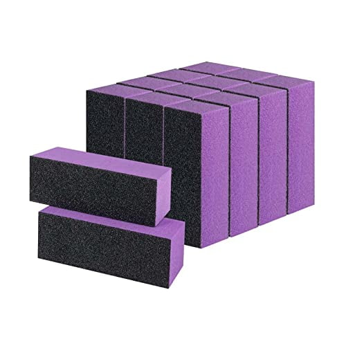 14 Pack Nail Buffer Block,Professional Manicure Tools,100/180 Grit,Black Purple 3 Sides Nail Files Art Pedicure Manicure File