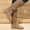 Khaki, variant on Kiplyki New Arrivals Women's Fall Winter Flock Solid Color Long Boots Middle Heels Boots Pointed-Toe Knee High Boot