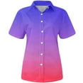 thumbnail image 5 of CFLVAEK Summer Short Sleeve Shirts for Women Plus Size Button Down T Shirts Summer Going Out Lapel Shirt Fashion Gradient Graphic Tops Hot Pink M, 5 of 6
