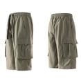 thumbnail image 4 of Hurxie Men's Capri Long Elastic Cargo Shorts Below Knee Shorts 3/4 Cotton Cargo Casual Shorts with Multi-Pockets Army Green,XL, 4 of 6
