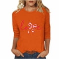thumbnail image 3 of RKSTN Valentines Gift 3/4 Length Sleeve Womens Tops Oversized Crewneck Valentine Day Loves Heart Graphic Print Short Sleeve T Shirt Womens Casual Plus Size Round Neck Three Quarter Sleeve Tee Shirt, 3 of 6