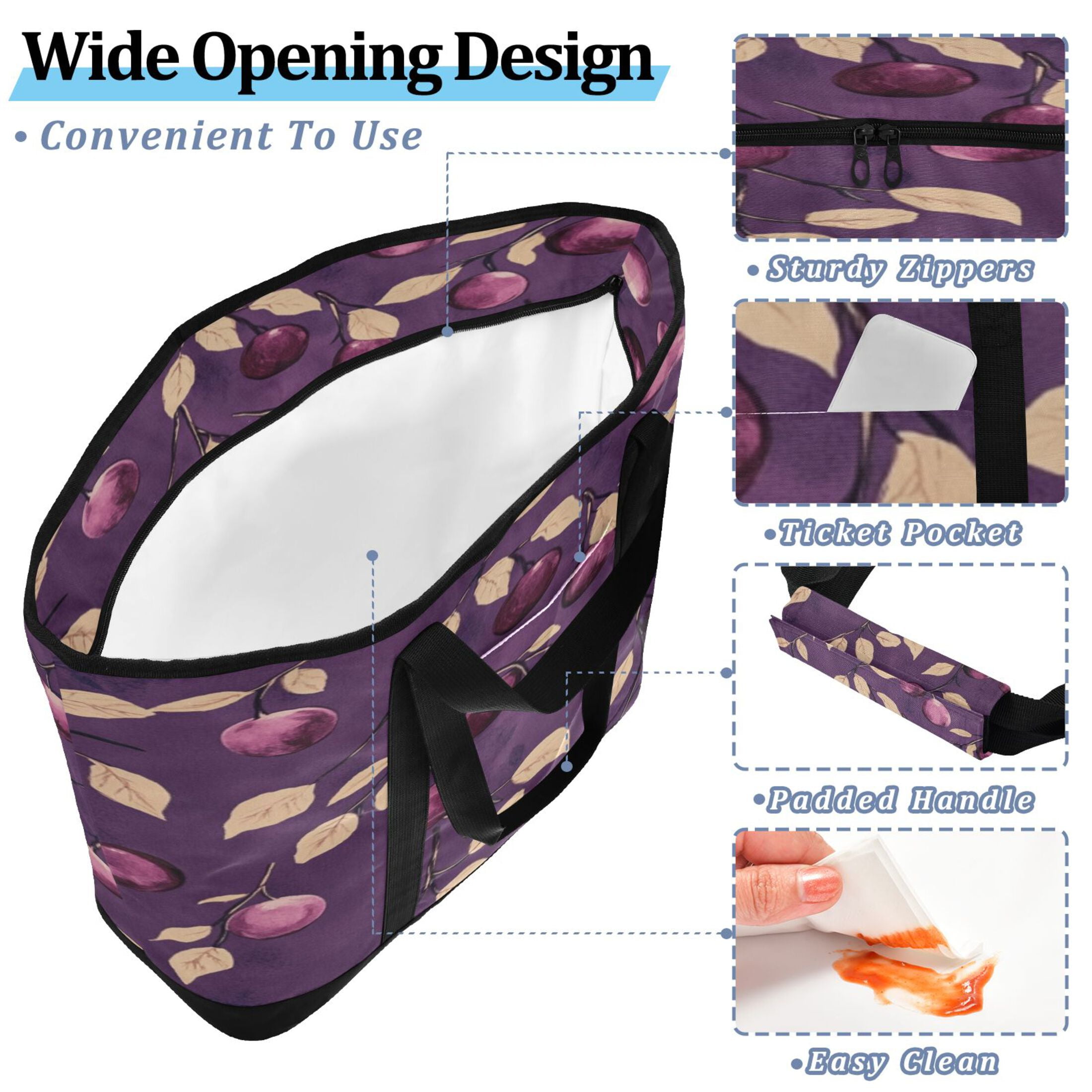 Large Hand-held Ice Pack Picnic Bag Insulation and Refrigeration Suitable for Shopping Picnics and Camping Purple Plum