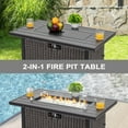 thumbnail image 4 of Nuu Garden Outdoor 43 inch 50,000 BTU Propane Gas Fire Pit Table, Aluminum Rattan Fire Pit Table with Lid, Glass Fire Pit Wind Guard, Cover and Glass Beads, Dark Brown, 4 of 10