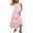 Pink, variant on Maxi Dress for Women Striped Lace Trim Wrap Neck Tiered High Low Sleeveless Loose Swing Skirt Lightweight Material