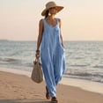 thumbnail image 5 of ClodeEU Women's Sleeveless Jumpsuit with Pockets,Casual Loose Fit Wide Leg Jumpsuit for Summer Blue,Women's Plus L, 5 of 9