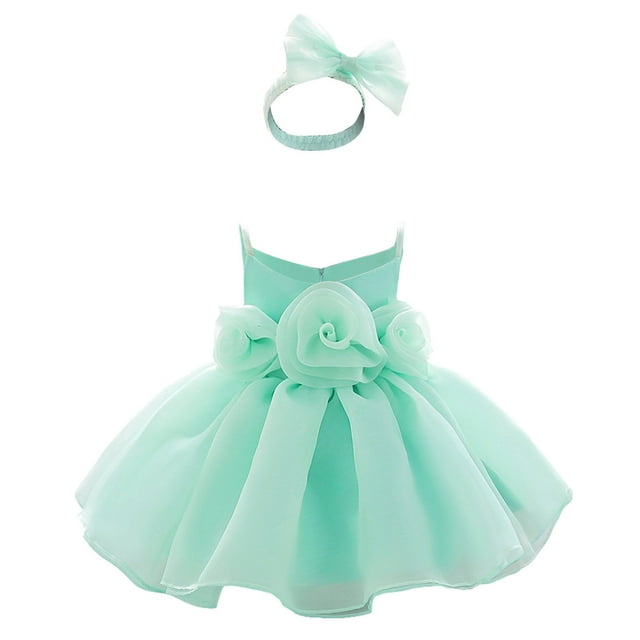 FAIWAD Robe Sans Manches pour Bébés Filles Robe à Bretelles Superposées pour Mariage Fête avec Couvre-Chef