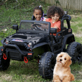 thumbnail image 3 of Hikiddo 24V 9Ah Ride on Toy for Big Kids, 4WD 2-Seater Kids Electric Car Truck w/ Remote, 4x200W Motor - Black, 3 of 9