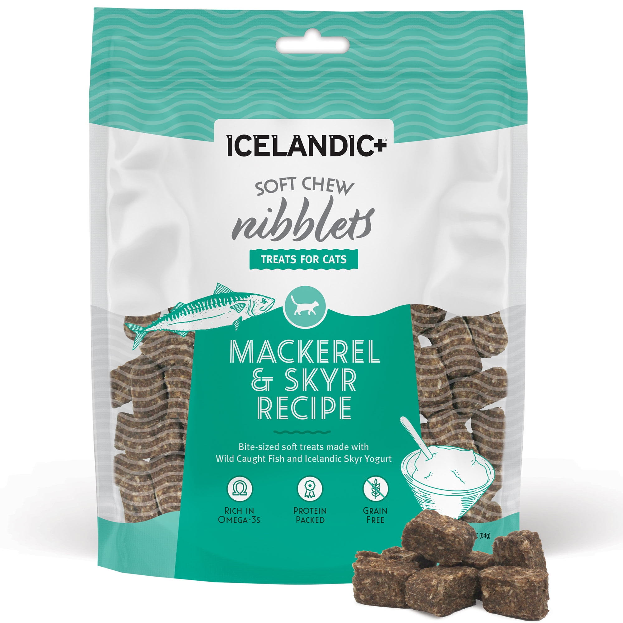 Icelandic+ Soft Chew Nibblets Mackerel & Skyr Cat Treat 2.25-oz Bag