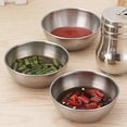 thumbnail image 2 of 4Pcs Stainless Steel Sauce Dishes Round Seasoning Dishes Sushi Dipping Bowl Saucers Bowl Mini Appeti silver Stainless steel, 2 of 3