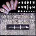 thumbnail image 1 of Promoción de venta de caja de 21 rejillas para realzar las uñas con forma de diamante de fondo plano de vidrio con forma especial de diamante de 21 rejillas, 1 of 5