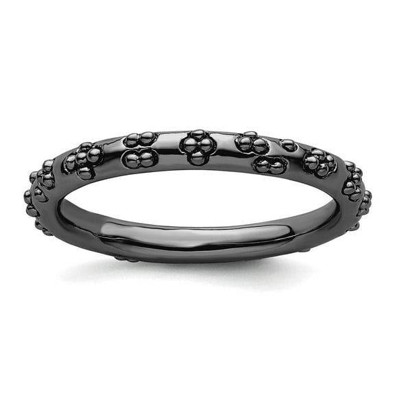 2.5mm 925 Sterling Silver Ruthenium plating Stackable Black Plated Textured Ring Size 6 Stackable Ring for Women