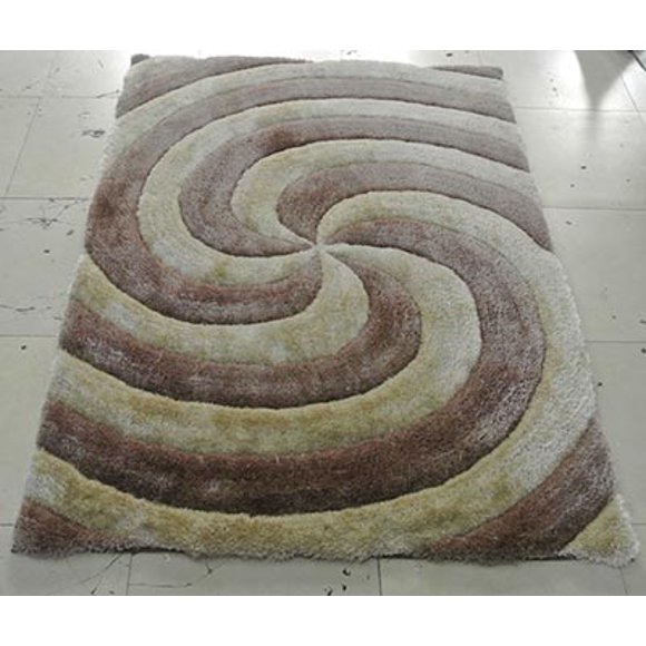 Tapis Shag Sculpté à la Main 3d804-champagne-5x7 5 x 7 Po. 3 Dimensions Champagne