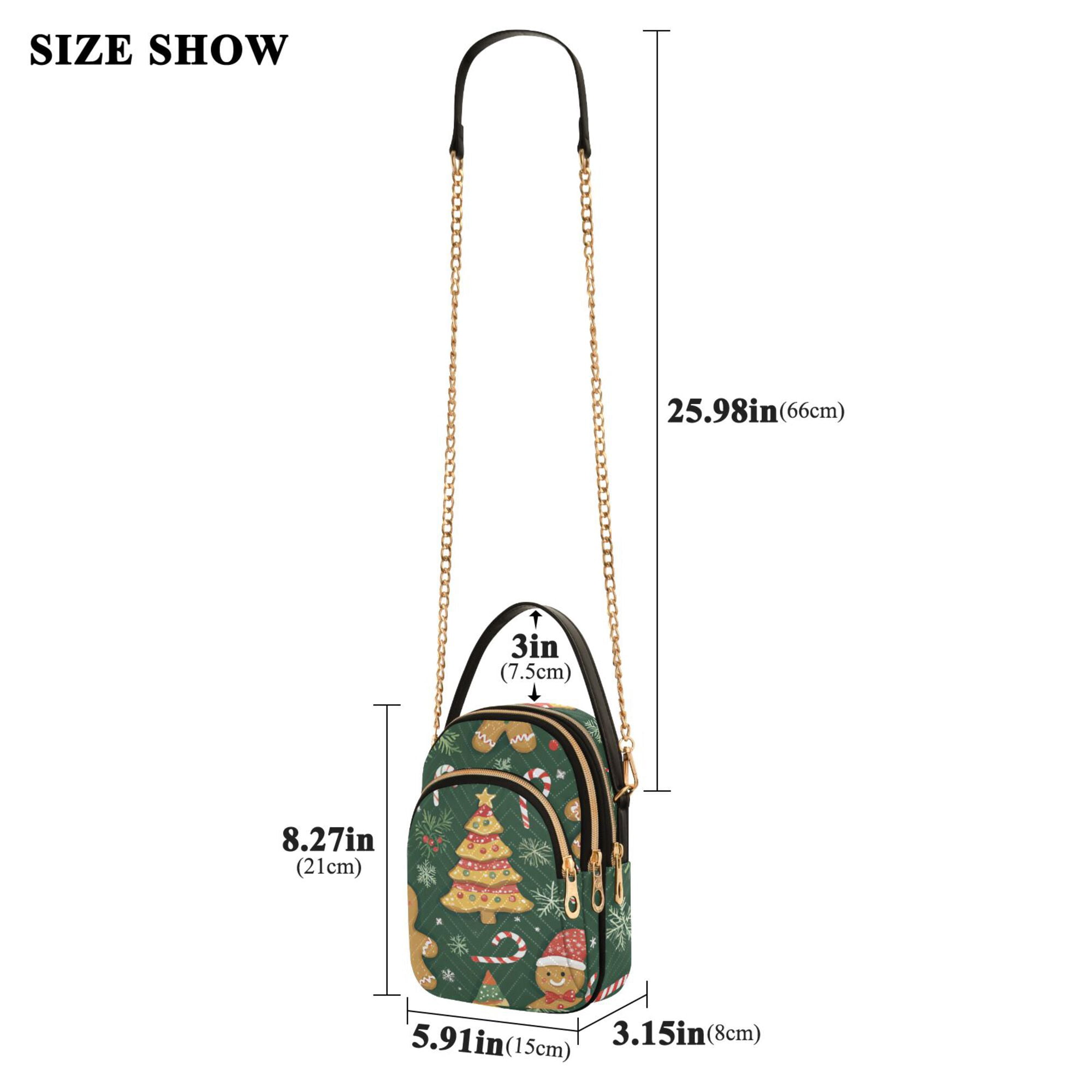 FORMRS Crossbody Bag for Women Quilted Travel Shoulder Cell Phone Purse with Chain Strap Handbag, Beige Christmas Gingerbread
