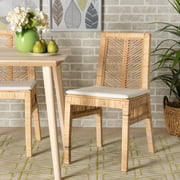 bali & pari Suci Rattan BOHO Dining Chairs, Set of 2, Natural Brown