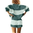 thumbnail image 6 of Simua Women's Striped Workout Set Two Piece Outfit Oversized Lounge Colorblcok Half Zipper Top and Shorts with Pockets, 6 of 9