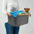 thumbnail image 3 of Gray collapsible laundry basket ideal as collapsible storage basket natural bamboo fabric collapsible basket storage collapsible laundry bin flat laundry basket, 3 of 5