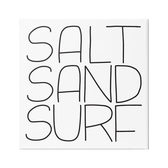Stupell Industries Salt Sand Surf Beach Sports Calligraphy Phrase Graphic Art Gallery Wrapped Canvas Print Wall Art, Design by Leah Bisch