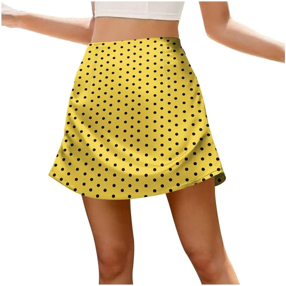 asdoklhq Women's Plaid Mini Skirts Trendy Fashion Women's Casual Printed Zipper Versatile and Comfortable Spring and Summer Skirt Yellow XL