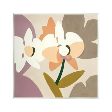 Stupell Industries Contemporary Beige Orchids Abstract Painting Unframed Art Print Wall Art, 12 x 12