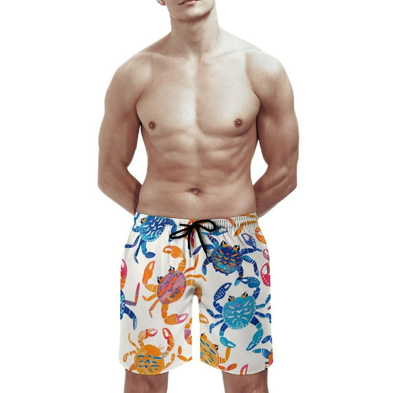 ZZZHY Charming Tiny Crabs 61 Mens Bathing Suit Mesh Lining Swim Trunks with Pockets Men s Shorts for Beach Surf Walmart