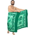 thumbnail image 4 of HAPPY BAY Men's Pareo Standard Surfing Dashiki Sarong Full Beach Wrap One Size Floral, Green Summer Vacation Aloha, 4 of 4
