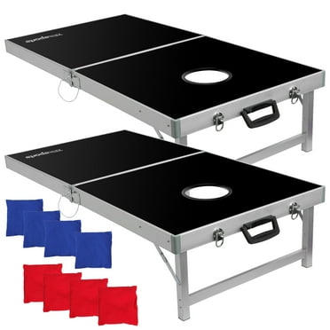 4x2 ft Portable Cornhole Game Set Bean Bag Toss Aluminum Cornhole Boards w/ Case