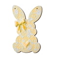 thumbnail image 2 of Letrero de madera 2D para puerta y ventana con diseño de conejos, lazos y corazones de Pascua para niña., 2 of 4