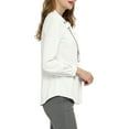 thumbnail image 4 of DARING DIVA Women's Contrast Color Button Down Long Sleeve Tie Neck Shirt S White, 4 of 7