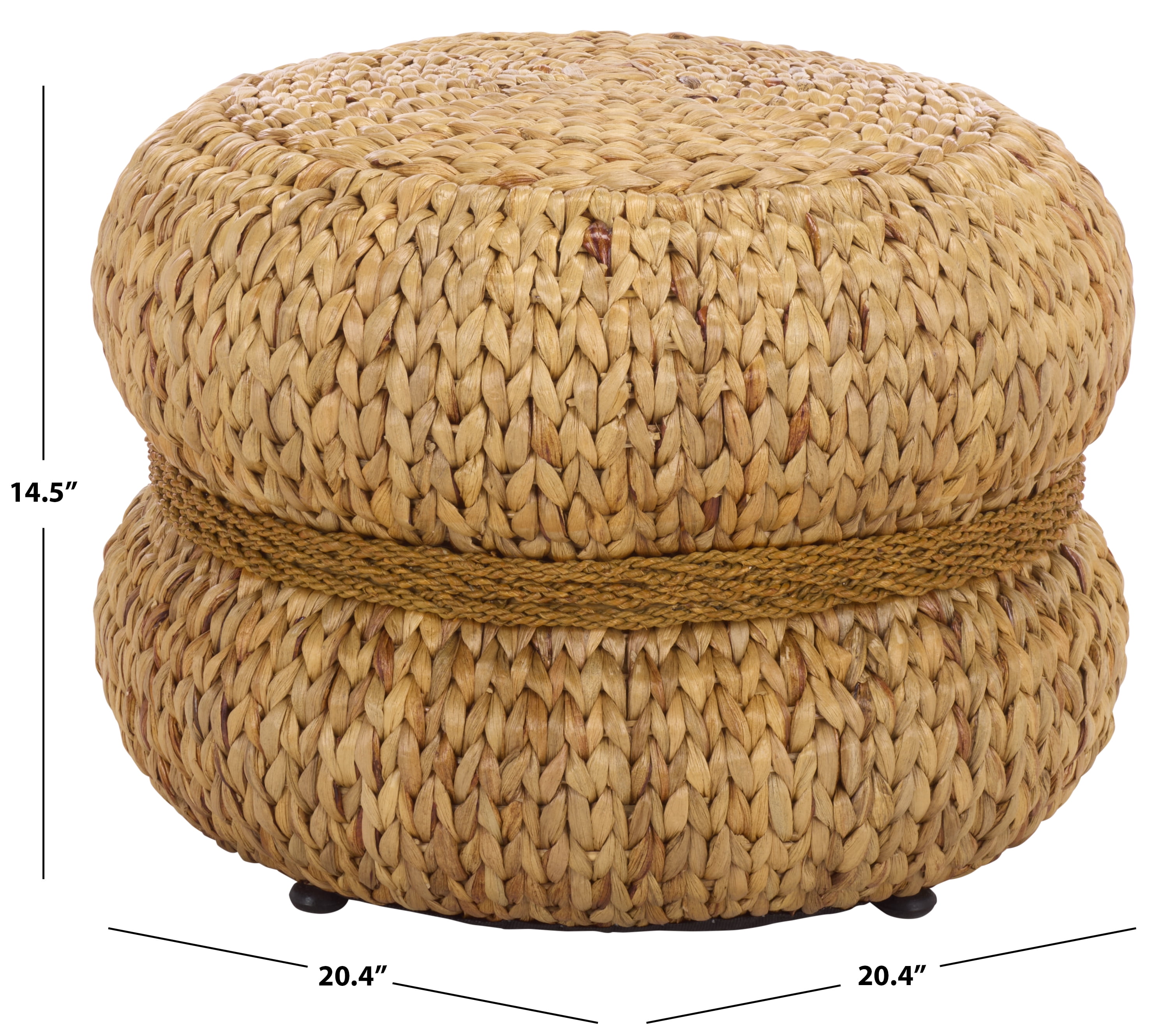 Safavieh Couture Olwynn Water Hyacinth Ottoman, Natural