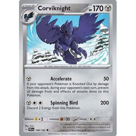 Pokemon Paldea Evolved Uncommon Corviknight #148