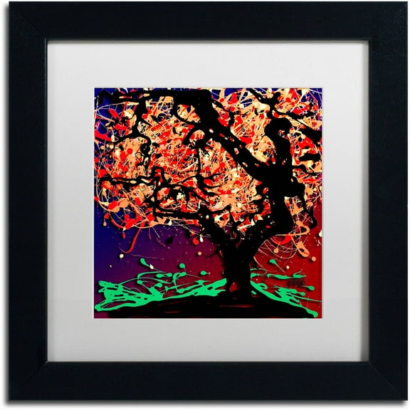 Trademark Fine Art "Fall Red Tree" Canvas Art by Roderick Stevens, White Matte, Black Frame