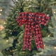 thumbnail image 1 of Adorno navideño de lazo de lino con diseño de copos de nieve a cuadros rojos y negros, accesorio para decorar el árbol de Navidad, corona y envoltorio de regalo | Lazo duradero hecho a mano para el, 1 of 7